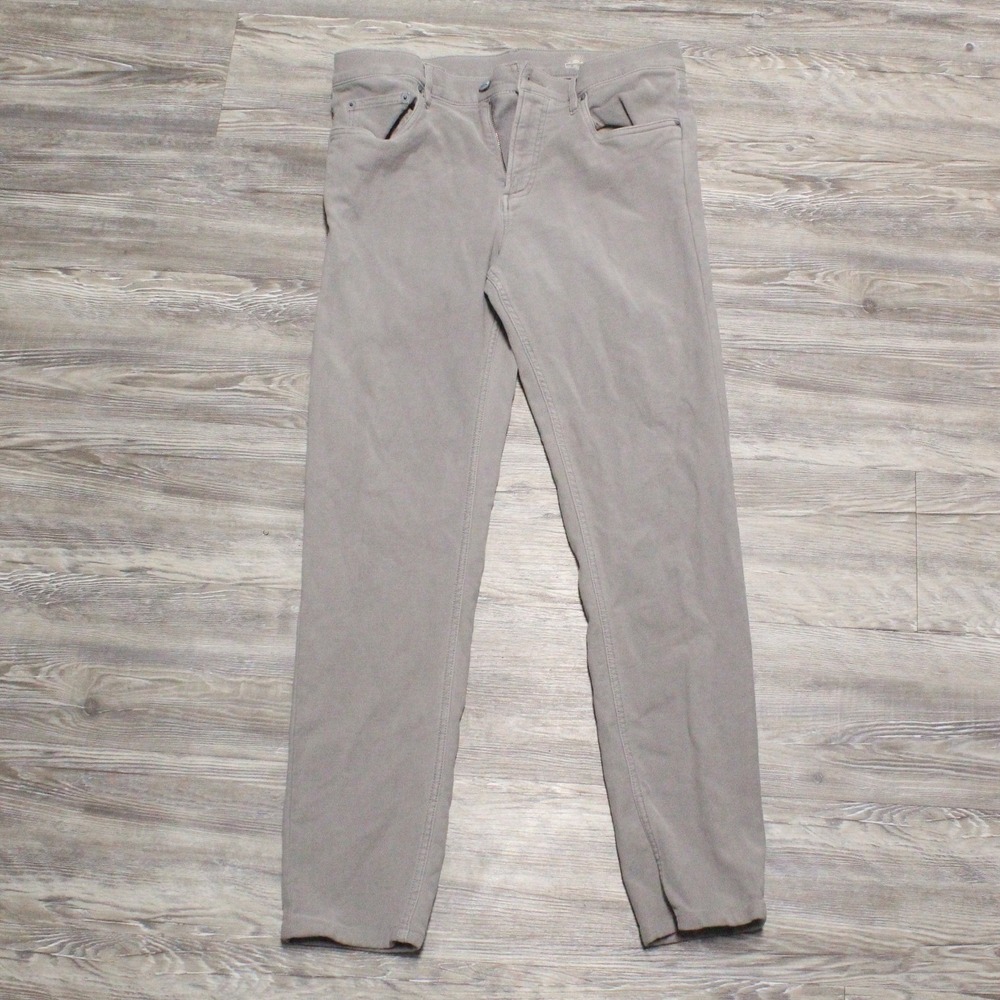 Faherty Brand Mens Sz 33x32 5-Pocket Twill Pants Gray Straight Leg